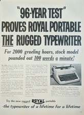 1954 vintage Royal typewriter Print Ad. portable electric. Post WWll. thumbnail