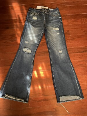 Almost Famous Super High Rise Flare Distressed Size Jeans