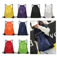 Sports Nylon Drawstring Bag Beach Gym Shopping PE Backpack Unisex Waterproof