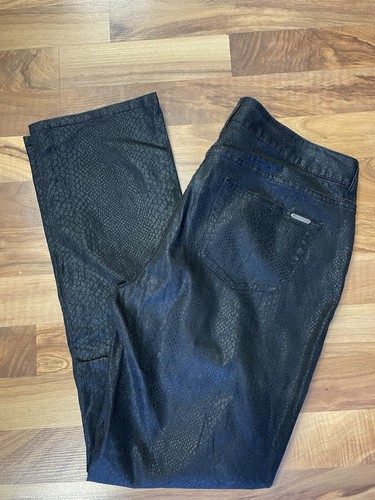 JLO Jennifer Lopez Pants Women's 8 Black Stretch Fabric Snakeskin Straight Leg * - Picture 3 of 3
