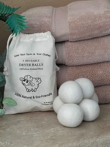 WOOL DRYER BALLS (6 XL BALLS) ALL-NATURAL LAUNDRY FABRIC SOFTENER THATS REUSABLE - Picture 5 of 7