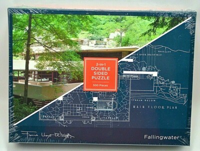 Frank Lloyd Wright Fallingwater 2-Sided 500 Piece Puzzle by Galison NEW Sealed