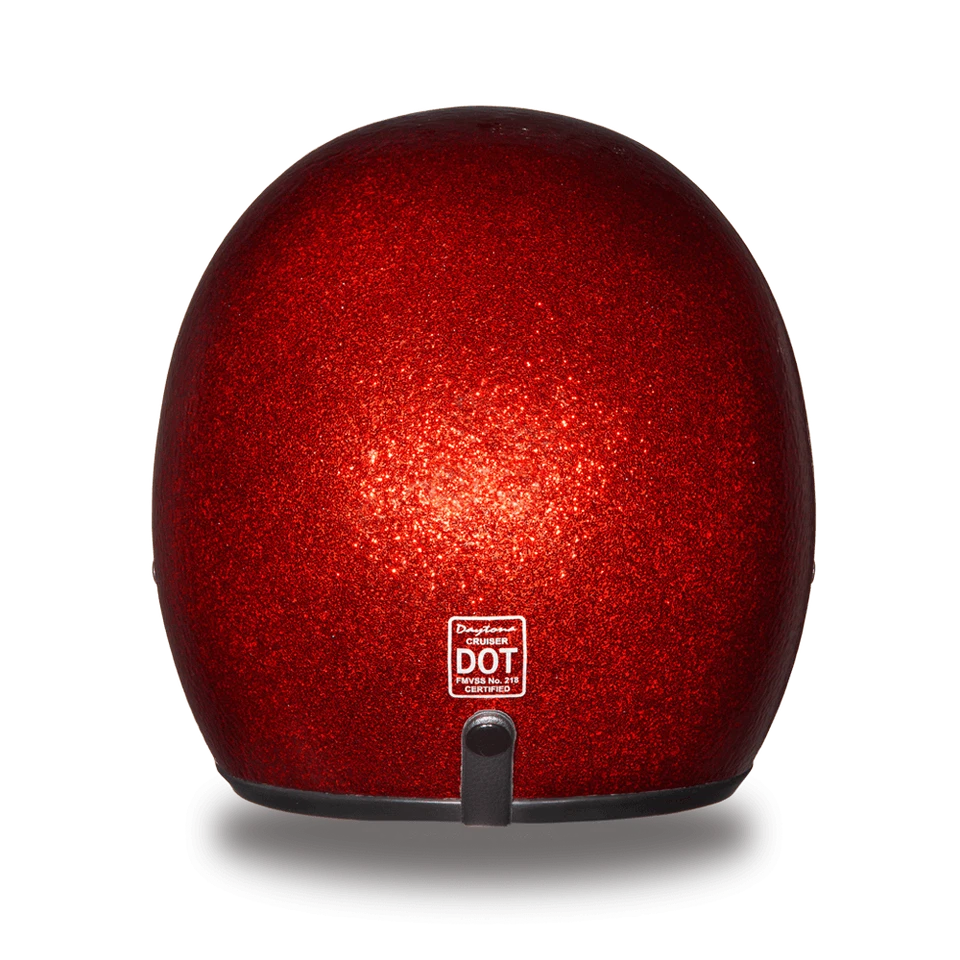 Casco de motocicleta Daytona Cruiser-RED METAL FLAKE cara abierta DOT DC7-RD Foto 3 de 4