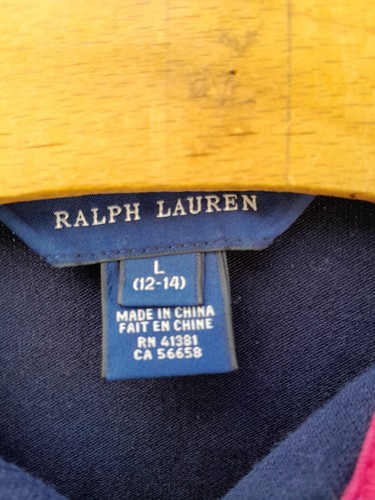 Ralph Lauren Polo Shirt Girl's Large Blue 100% Cotton Big Red Pony Long Sleeved - Picture 3 of 11