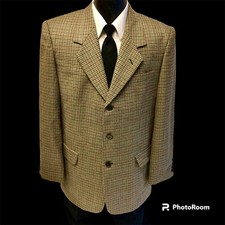 Vtg 60's Ranko Brown Sport Coat Green OVERCHECK Jacket 3 BTN WOOL Blazer 38 R