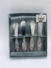 Silver Plate Flat Handle Butter Spreader / Knife Set of 4