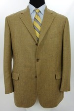 Brooks Brothers 3 Btn Beige Herringbone Tweed Sport Coat Jacket 42 R