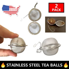 2-Pack Stainless Steel Mesh Tea Ball Infuser Strainers For Loose Leaf Teas US