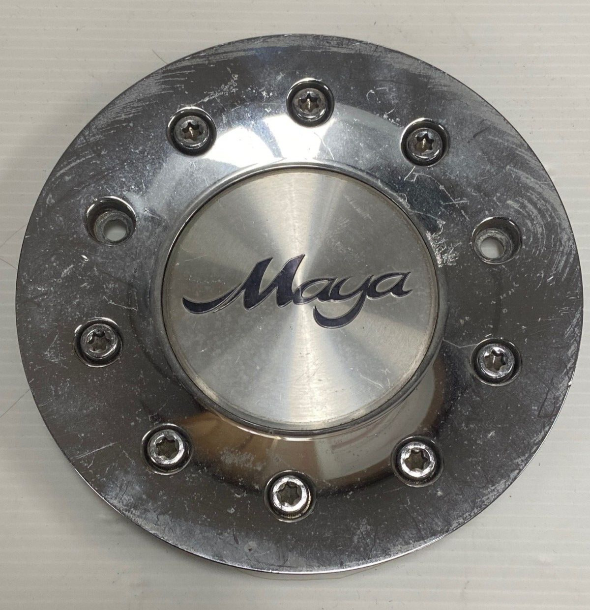 1 Used Maya Wheels Chrome Custom Wheel Center Cap (screws not included)