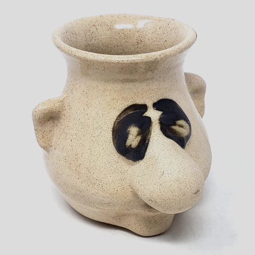Peter Petrie Egg Separator It's Snot A Mug Signed 4" H Vintage Folk Art Pottery
