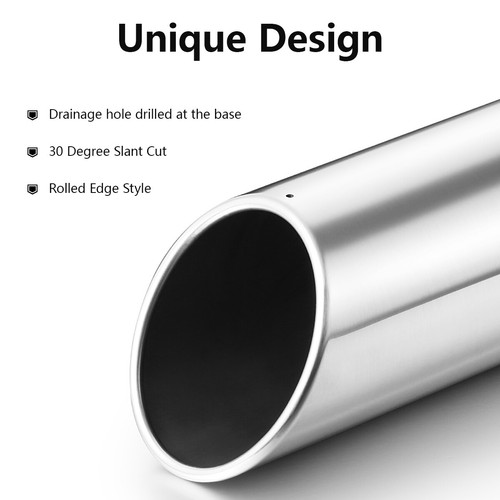 Stainless Steel Exhaust Tip Angle Cut 2.5" Inlet - 4" Outlet - 18" Long Polished - Picture 7 of 8