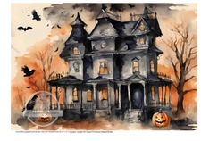 Haunted House | A4 Rice Paper | Paper for Decoupage | Decoupage Central