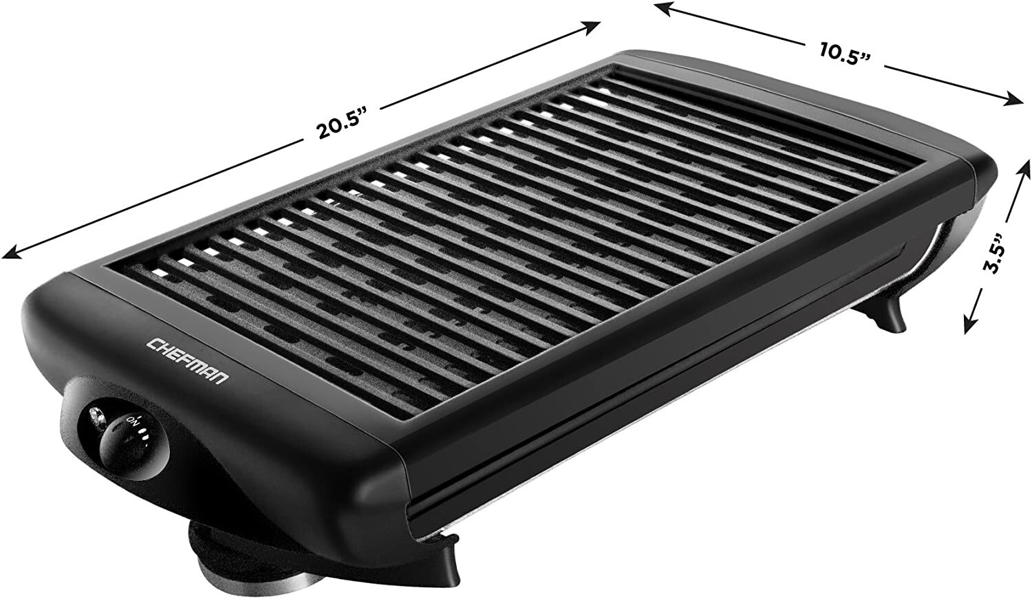 Electric Smokeless Indoor Grill w/Non-Stick Cooking Surface & Adjustable Black
