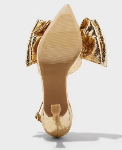 Women's Grace Bow Heels with Memory Foam Insole , Size 8 Gold - Picture 4 of 7