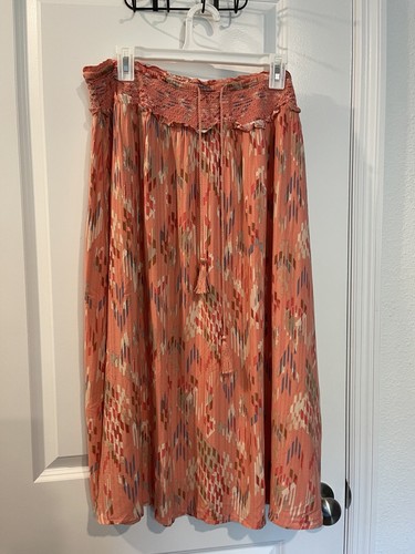 Neu mit Etikett Knox Rose Damenrock 100 % Viskose gesmokt rosa bedruckt Größe XL