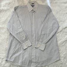 Tommy Hilfiger Mens Sz L 16 32/33 White Ithaca Checker Long Sleeve Button Shirt