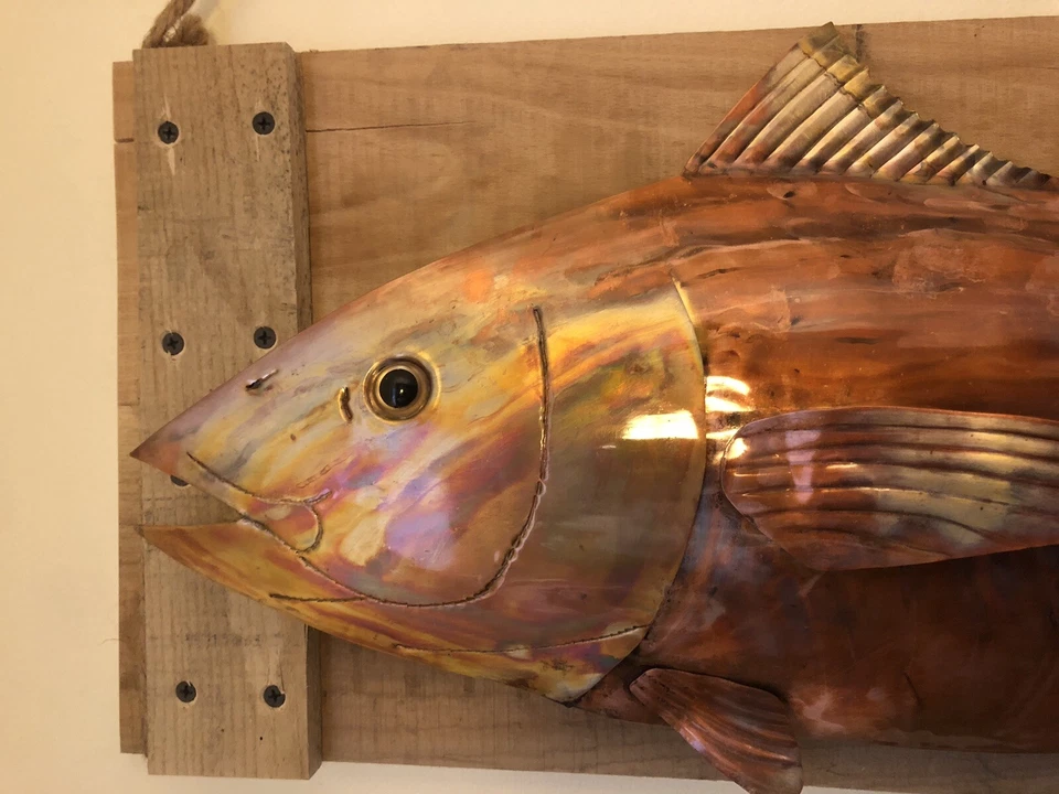Yellowfin Tuna Beach House Copper Wall Art Blue Marlin Sculpture Game Fish 082 - Image 2 of 4