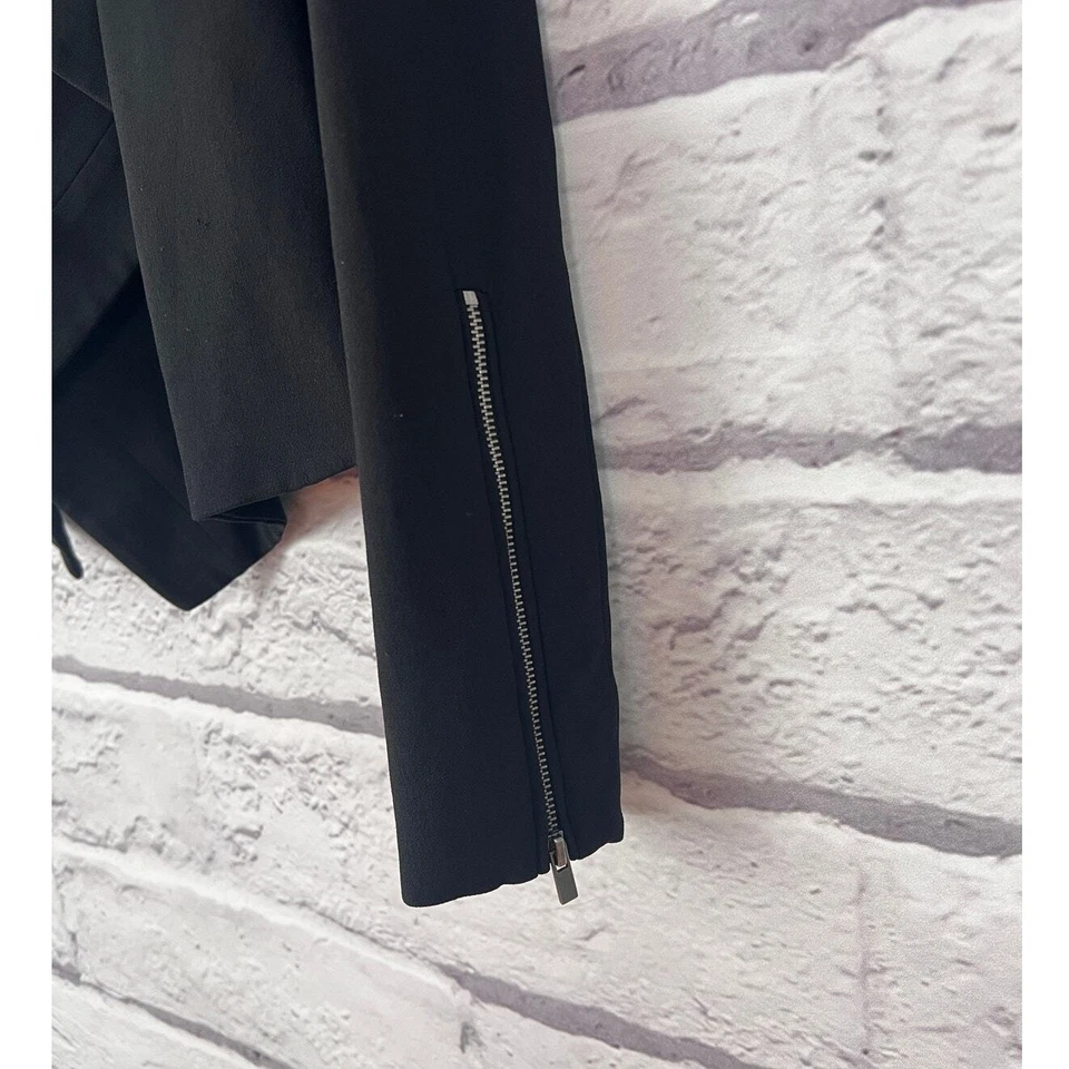 Blazer para mujer DIANE VON FURSTENBERG 2 negro Olympia Waterfall crepé frente abierto Foto 4 de 4