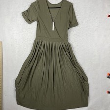 New ASOS Low Cut New Look Smock Dress Green Check Size 6