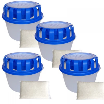 CAGO 4x Raum-Entfeuchter Box + 4x 1kg Beutel Luft-Entfeuchter Granulat Nachfüllpack