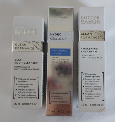 Doctor BABOR SET Hydro Cellular Hyaluron Creme, Augen Creme, Clay Multi Cleanser