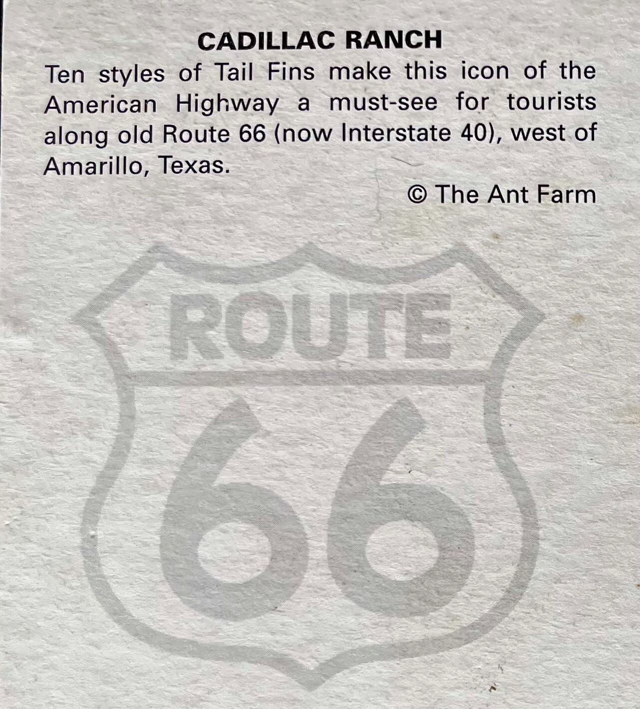 CADILLAC RANCH Postcard ANT FARM Route 66 AMARILLO TEXAS | eBay