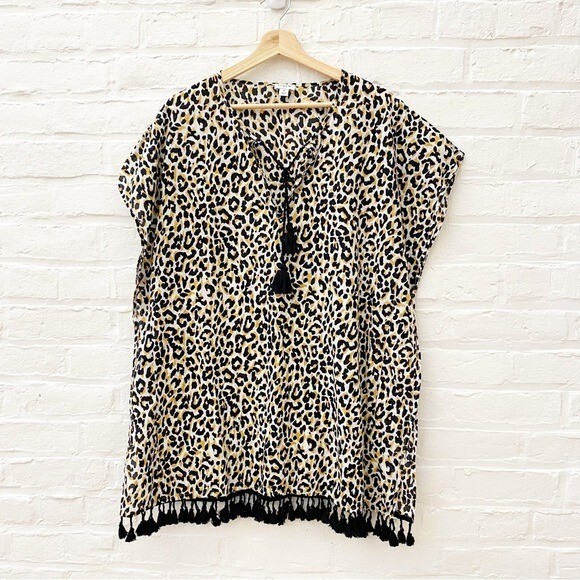 J. Crew Leopard Tassel Swim Beach Cover Up Tunic Tassels Small eBay