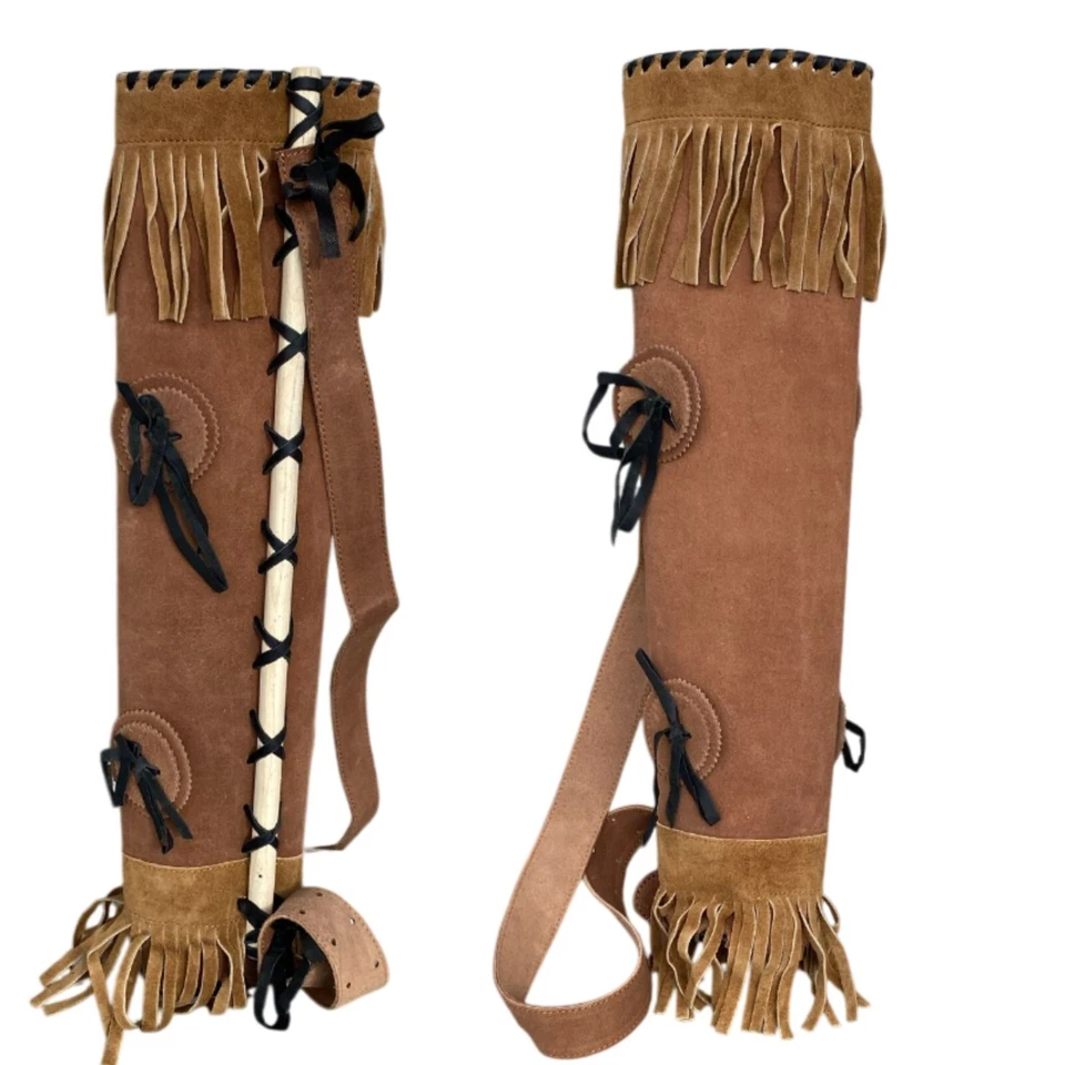 Aljaba flecha trasera cuero genuino de vaca marrón aljaba flecha para caza hecha a mano Foto 2 de 4