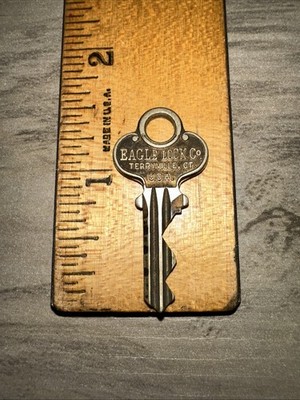 Antique Eagle Lock Co. Flat Key #BJUKV Brass Original Patent July 26, 1898