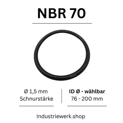 O-Ring NBR 70 Ø 76-200 mm x 1,5 mm Schnurstärke Dichtring Rundring Gummi 0 OR  