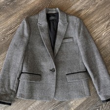 J Crew Women s 100 Wool Tweed Blazer Size 0 One-Button Closure