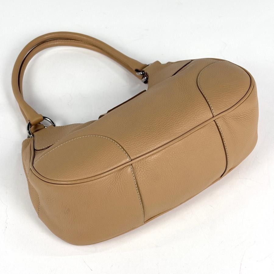 PRADA Plate Handbag Shoulder Bag Leather Beige #BS1055 thumbnail 2