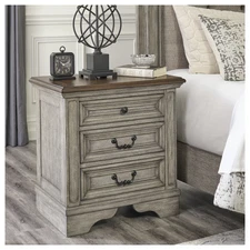Signature Design by Ashley Lodenbay Three Drawer Nightstand, Antique Gray and