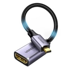 Micro HDMI to HDMI Adapter, Micro HDMI to Female HDMI Aluminum HDMI Cable Grey