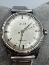Vintage Men's Gruen Precision Mechanical Silver Tone Watch WORKS