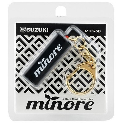 Suzuki Playable Mini Harmonica Keychain Minore   Black, 5-Hole, 10-Note