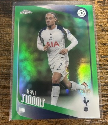 2025-26 Topps Chrome UEFA UCC Xavi Simons Green /99 - Tottenham Hotspur