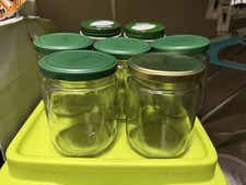 7 GLASS 14oz PINT Jars Metal Screw Lid Top For Crafts Food Storage Candles Herbs