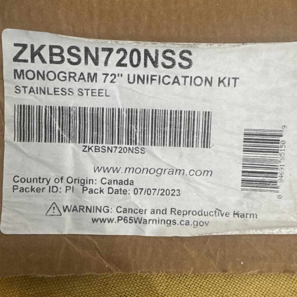 ZKBSN720NSS Monograma 72” Kit Unificación Acero Inoxidable Nuevo Foto 4 de 4