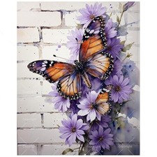 Butterfly Paint by Numbers Kit for Adults - DIY Monarch Butterflies and Purple