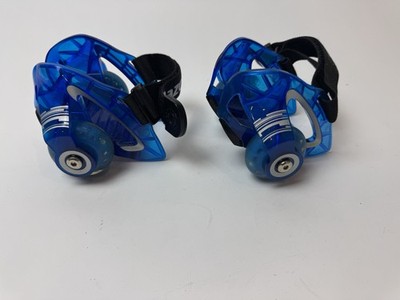 RAZOR JETTS DLX HEEL WHEEL HEELYS ADJUSTABLE STRAP TO SHOE SKATES  BLUE LIGHT UP