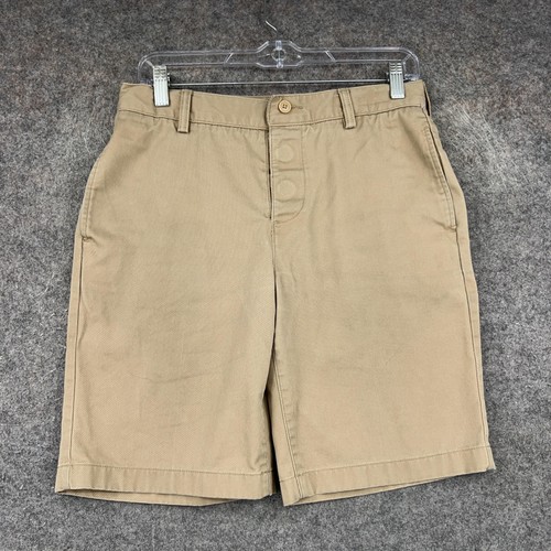 Lands' End Shorts Kids 16 Khaki Beige Chino Flat Front Twill 9 Inseam Casual