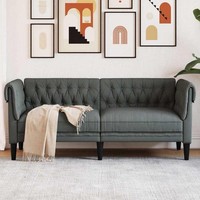 Chesterfield-Sofa 2-Sitzer Dunkelgrau Stoff