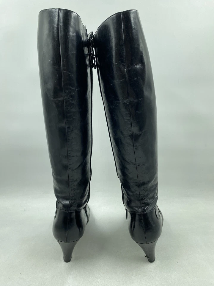 Salvatore Ferragamo Bota Rodilla Cuero Negro Cremallera W 9.5 Foto 4 de 4