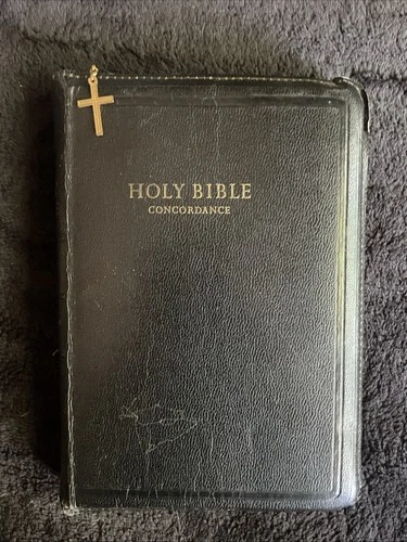HOLY BIBLE KJV Leather Red Letter Edition Concordance World Publishing Zip 1950s