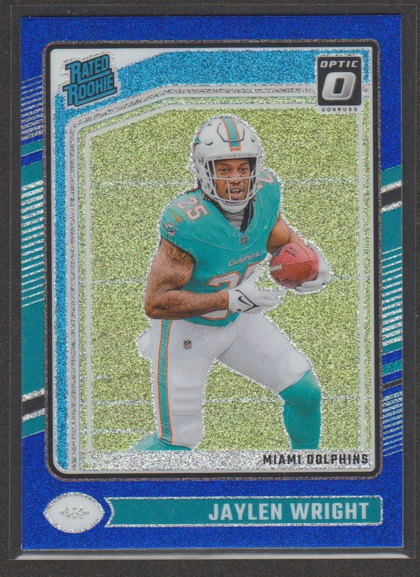 2024 Optic Football #249 Jaylen Wright Blue Glitter SSP parallel Miami Dolphins
