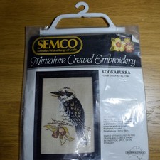 Vintage Kookabura Vogel Miniatur Crewel Stickpackung von SEMCO Brandneu