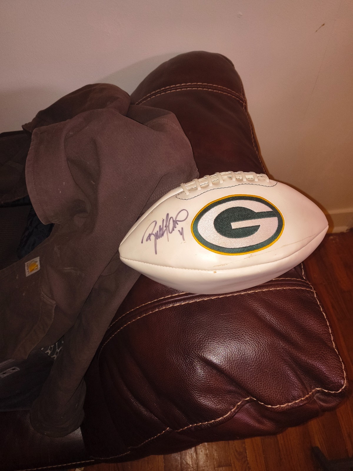 Brett Favre Autographed Signed Green Bay Packers Embroidered White Panel Logo NFL Football 