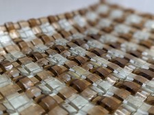 Vtg. Handcrafted Fused Art Glass Woven Pattern tray 14  W 1980's decorative