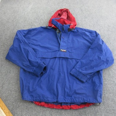 Vintage Chaps Ralph Lauren Jacket Mens Large Blue Hooded Anorak Pullover 90s